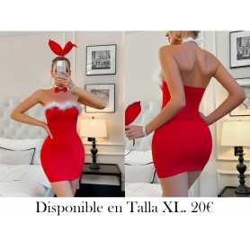 Vestido con tirantes de orejas de conejo y diadema TRAJE CONEJA DISFRAZ