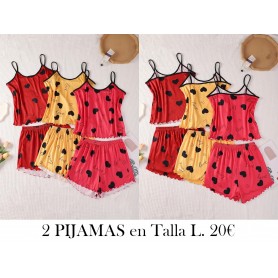 6 piezas de conjunto de pijama de tirantes y pantalones PIJAMA ROJA PIJAMA AMARILLA