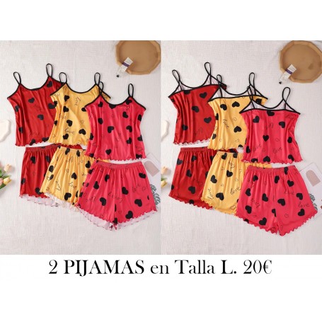 6 piezas de conjunto de pijama de tirantes y pantalones PIJAMA ROJA PIJAMA AMARILLA