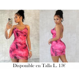 Falda de Cadera Sin Tirantes Estampada VESTIDO ROSA VESTIDO DEGRADADO