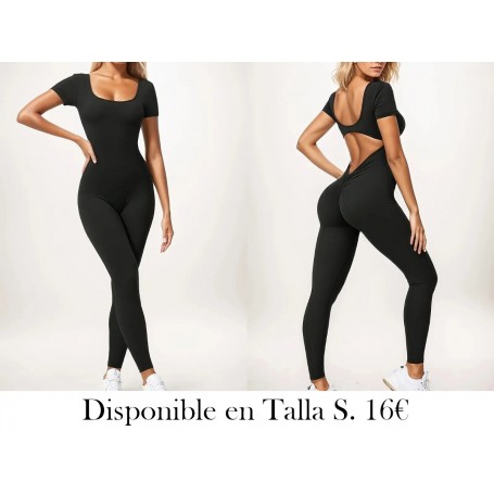 Conjunto Deportivo Sin Costuras de Cuerpo ENTERIZO NEGRO