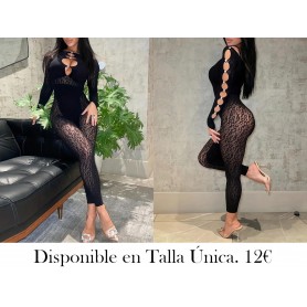 Unitard de impresión de leopardo con hombros MALLA NEGRA