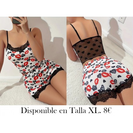 Conjunto de pijama de encaje negro PIJAMA