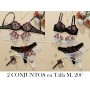 2 piezas Juego de hermoso estampado floral LENCERIA NEGRA Y BLANCA