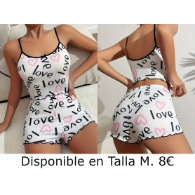 Conjunto de Pijama para Mujer con Pantalones PIJAMA LOVE PIJAMA BLANCA