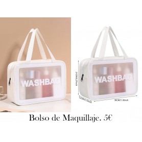 Neceser transparente para artículos de tocador bolso blanco