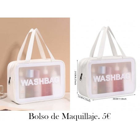 Neceser transparente para artículos de tocador bolso blanco