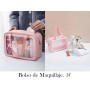 1 pieza Neceser de viaje de aseo con estampado de letra bolso rosa