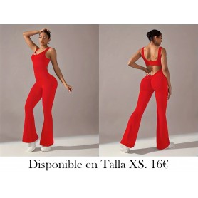Traje de yoga de cintura alta y cuello en V ENTERIZO ROJO