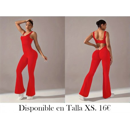 Traje de yoga de cintura alta y cuello en V ENTERIZO ROJO
