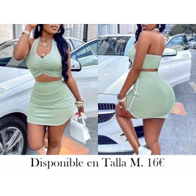 Conjunto de Top Casual y Falda  CONJUNTO VERDE