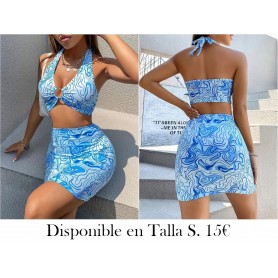 Conjunto de Vestido Azul Y2K con Hombros CONJUNTO AZUL