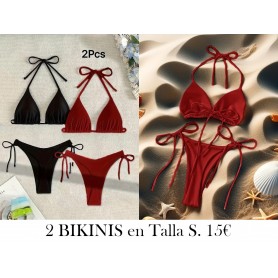 2 piezas de Trajes de Baño Elegantes sin Tirantes 2 BIKINIS NEGRO Y VINO LENCERIA NEGRA Y VINO