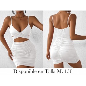 Vestido ajustado con pliegues VESTIDO BLANCO
