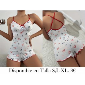 Mono de Pijama para Mujer con Estampado de Corazones PIJAMA