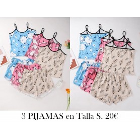 Conjunto de Pijama para Mujer 3 PIJAMAS OSOS PEREZOSOS