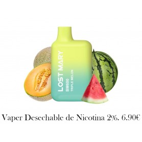 LOST MARY - BM600 VAPER NICOTINA 2% DESECHABLE SABOR TRIPLE MELÓN