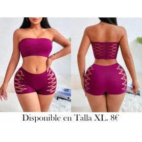 Conjunto de lencería de mujer de 2 piezas con sujetador bandeau LENCERIA MORADA