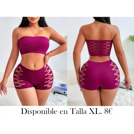 Conjunto de lencería de mujer de 2 piezas con sujetador bandeau LENCERIA MORADA