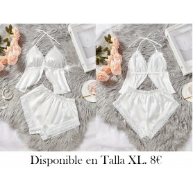 Conjunto de pijama sexy de cuello halter pijama blanca