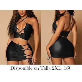 Traje de cuello halter CONJUNTO NEGRO