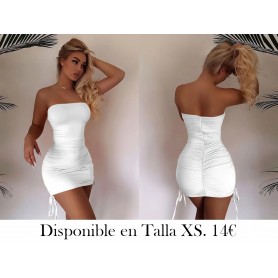 1pc Elegante Vestido de Poliéster VESTIDO BLANCO