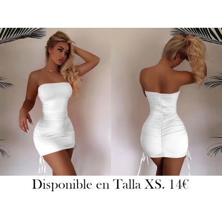 1pc Elegante Vestido de Poliéster VESTIDO BLANCO