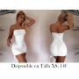 1pc Elegante Vestido de Poliéster VESTIDO BLANCO