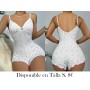 Pijama de Romper con Cuello en V y Adorno LENCERIA BLANCA PIJAMA BLANCA