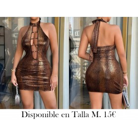 Mini falda roja con cuello en V profundo VESTIDO MARRON VESTIDO CAFE