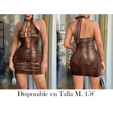 Mini falda roja con cuello en V profundo VESTIDO MARRON VESTIDO CAFE