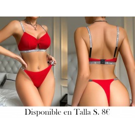 Elegante Conjunto de Sujetador y Braga LENCERIA ROJA