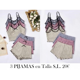 3 piezas de conjuntos cortos de punto 3 PIJAMAS
