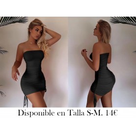 Elegante Vestido de Poliéster blanco VESTIDO NEGRO