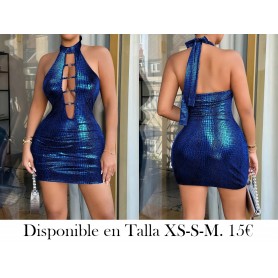 Mini falda roja con cuello en V profundo VESTIDO AZUL