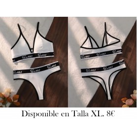 Conjunto de bralette de punto con cuello en V LENCERIA BLANCA