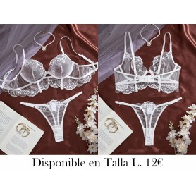 Conjunto de Lencería Sexy de Encaje del Bosque LENCERIA BLANCA