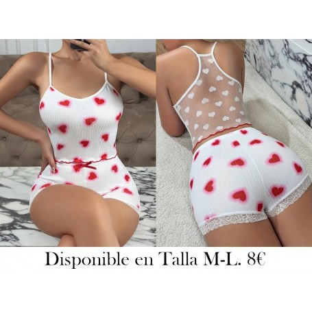 Conjunto de pijama para mujeres con shorts sin tirantes PIJAMA CORAZONES