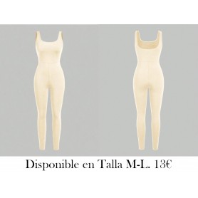 Mono informal de punto sin mangas con cuello ENTERIZO BEIGE