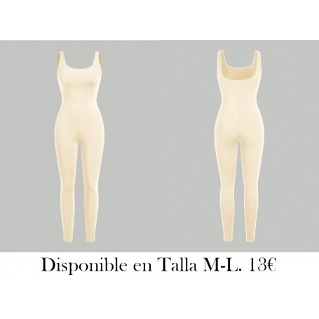 Mono informal de punto sin mangas con cuello ENTERIZO BEIGE