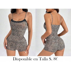 Mono ajustado de mujer con tirantes finos PIJAMA LEOPARDO