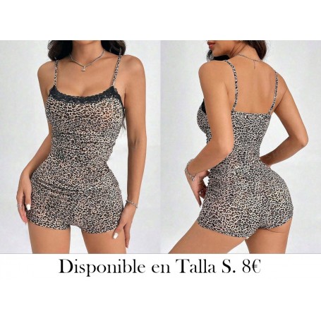 Mono ajustado de mujer con tirantes finos PIJAMA LEOPARDO
