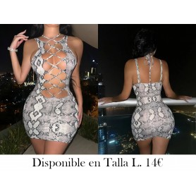 Vestido con Tirantes Cruzados y Estampado de Serpiente VESTIDO DEGRADADO