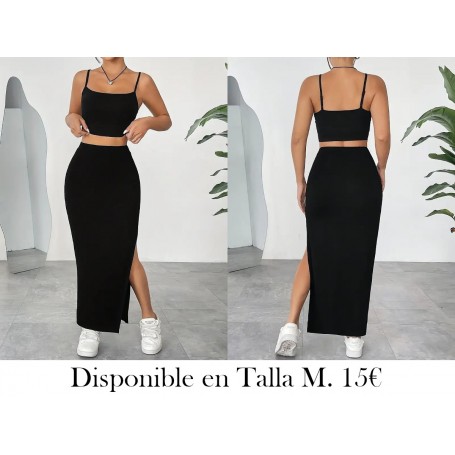 Conjunto de Falda con Abertura y Correa CONJUNTO NEGRO