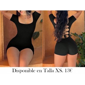 1pc Traje de mujer sin espalda sexy ENTERIZO negro