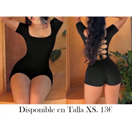 1pc Traje de mujer sin espalda sexy ENTERIZO negro