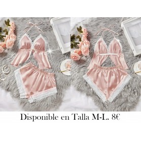 Conjunto de Pijama de Mujer con Encaje PIJAMA ROSA