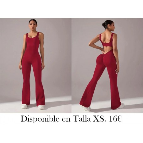 Traje de yoga de cintura alta y cuello en V ENTERIZO VINO