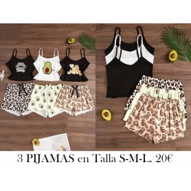 Conjunto de Pijama con Estampado de OSOS CAFES 3 PIJAMAS