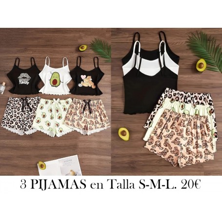 Conjunto de Pijama con Estampado de OSOS CAFES 3 PIJAMAS